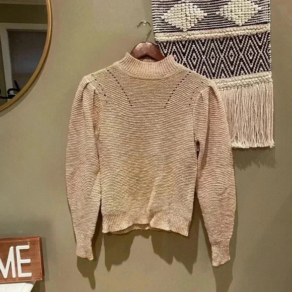 LUSH TAUPE TAN KNOT SWEATER S - Picture 2 of 4